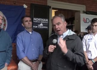 Watch Virginia Politicians Tim Kaine, Ralph Northam, Mark Herring, and Justin Fairfax tailgate at UVA