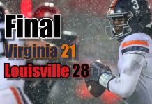 UVA Mistakes Lead to 28-21 Loss at Louisville